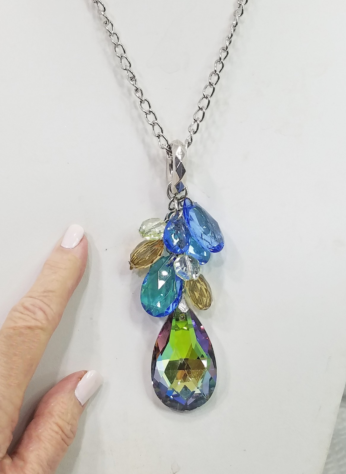 Faceted Multi-Color Teardrop Crystal Multi Pendan… - image 5