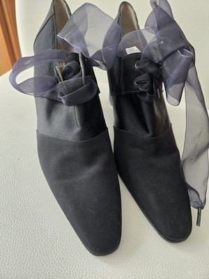 New Rare Vintage Yves Saint Laurent Women s Shoes Black Satin Sz-9.5M