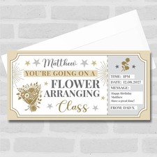 Flower Arranging Class Stars Gold Personalised Gift Voucher Surprise Ticket