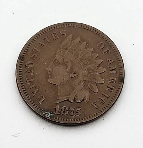 1875 US Indian Head Penny Cent, VG Details, YOU GRADE