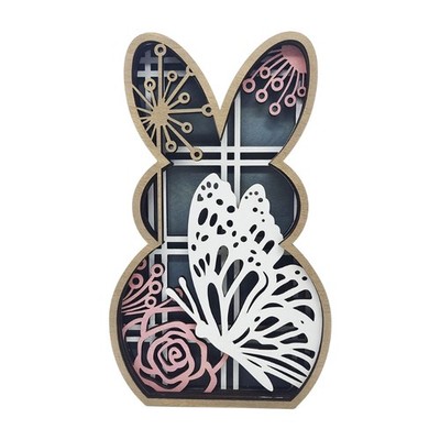Easter Wooden Bunny Ornament Carved for Easter Home Decoration Carving