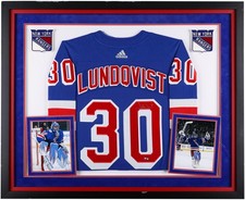 Henrik Lundqvist New York Rangers Framed Signed Blue Adidas Authentic Jersey