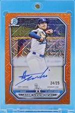2025 Bowman Chrome Prospects Adam Serwinowski Orange Mojo Auto /25 Dodgers