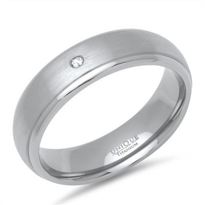 NEU Diamant Set 6mm Titan Satin Band Ring Größe V Schmuck