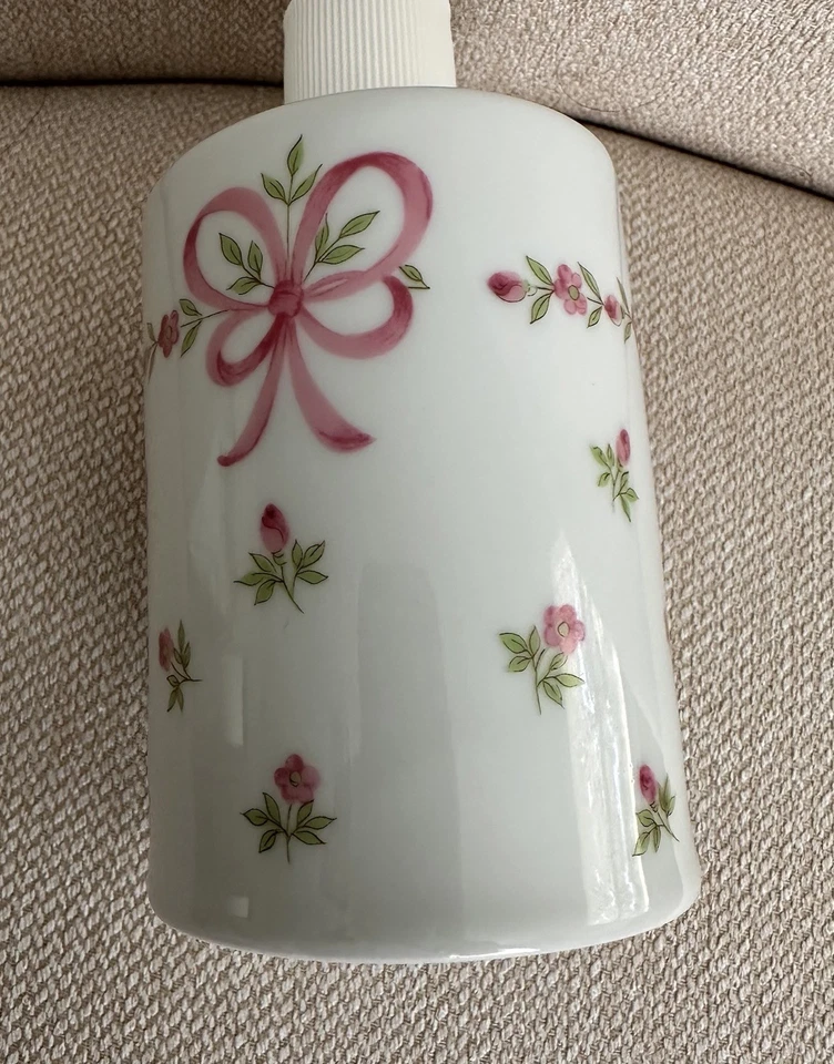 White And Pink Ribbon Fine Porcelain Lotion Dispenser From Jlona Made In Germany - Image 3 of 4