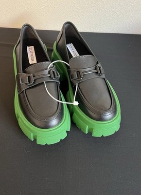 Steve Madden  Trifecta Leather Bit Leather Loafers  Size 6.5 Green Black