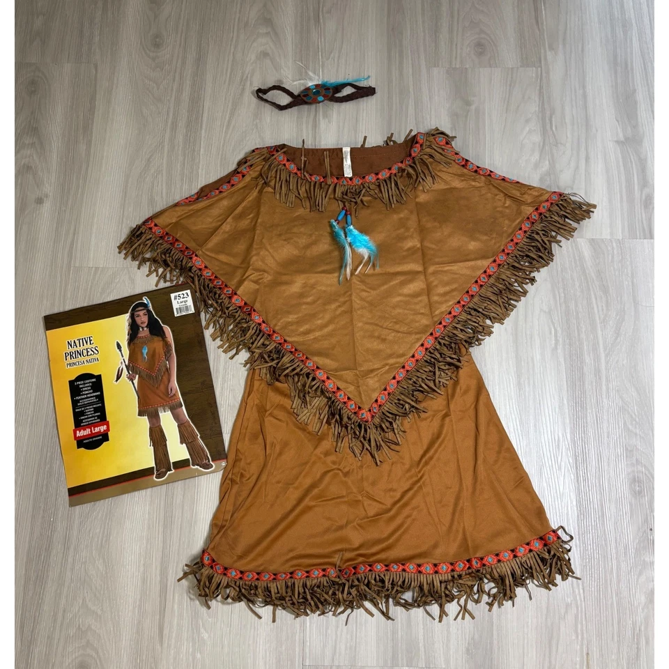 Disfraz de princesa nativa para mujer grande vestido de Halloween poncho diadema Foto 2 de 4