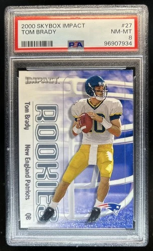 2000 Skybox Impact Tom Brady Rookie RC #27 Patriots PSA 8