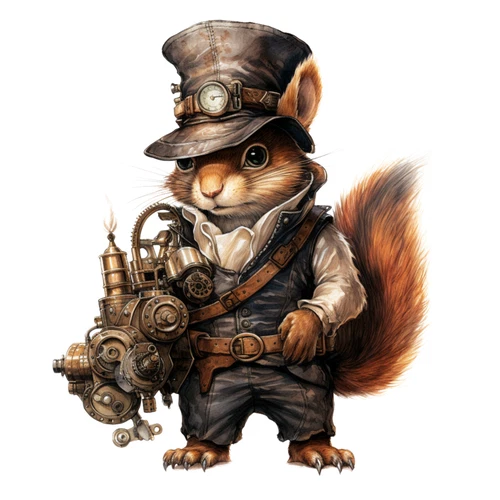 Steampunk Squirrel Steam Punk Animal Self Adhesive Vinyl Sticker