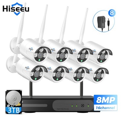 Hiseeu 8MP 16CH NVR Wireless 5G Wifi Security Camera System Kit For Home Outdoor