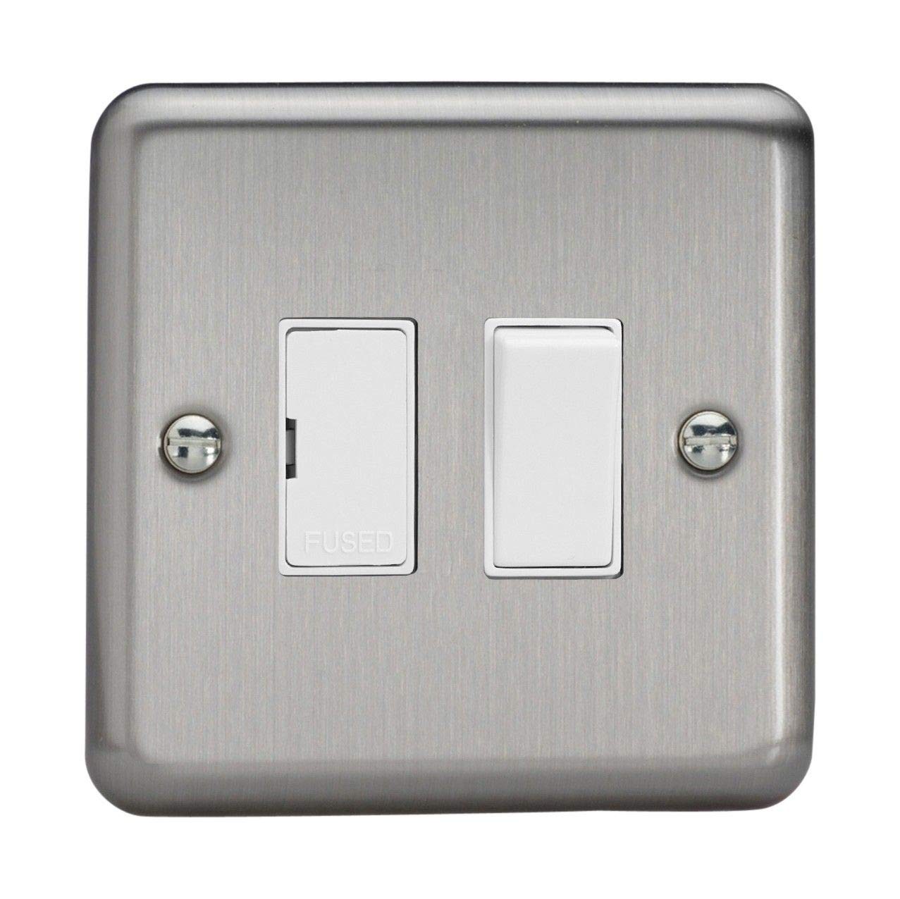 Varilight Matt Chrome 13A Switched Fused Spur White 13A Switched Fused Spur