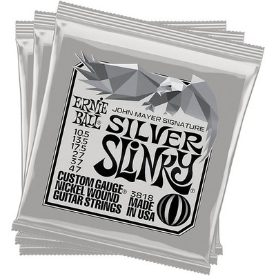 Ernie Ball John Mayer Silver Slinky Nickel Wound Guitar Strings 3 Pack 105  47
