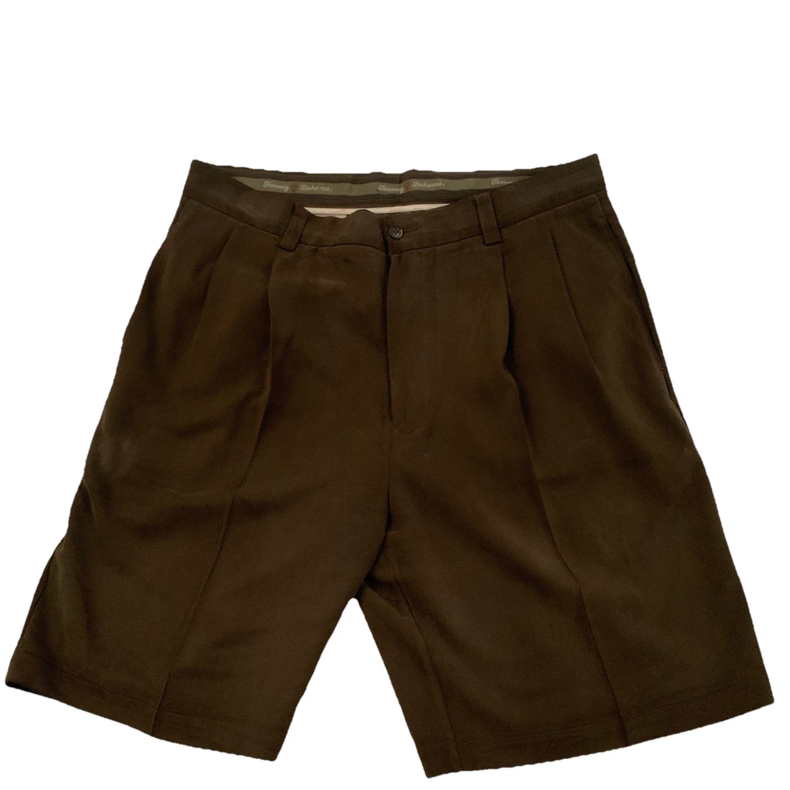 Tommy Bahama Men’s 35 Shorts Brown Coastal Classic Preppy 100% Silk Lightweight