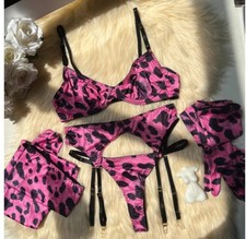 Luxury Leopard Print Lingerie Set One Set 