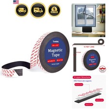 10 Feet x1/2 in Magnetic Tape Strips Roll with Adhesive Backing, Flexible Sti...