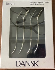 Dansk Stainless TORUN Set of 4 Cocktail Forks 18/8 Flatware Korea Unused 5"