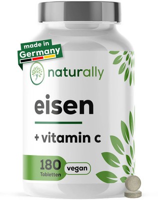 naturally Eisen und Vitamin C | 20 mg Eisentabletten mit 40 mg Vitamin C