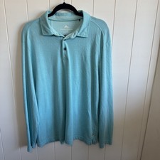Tommy Bahama Men s Pullover Blue Large Long Sleeve 1/4 Button Up Collar