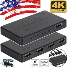 HDMI 2.0 4K 4 Port Multi Splitter 1x4 Repeater Amplifier Hub 1080P 3D 1 In 4 Out