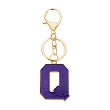 Initial Letter Keychain, Alphabet Letter A-Z Keyring, Purple Q 