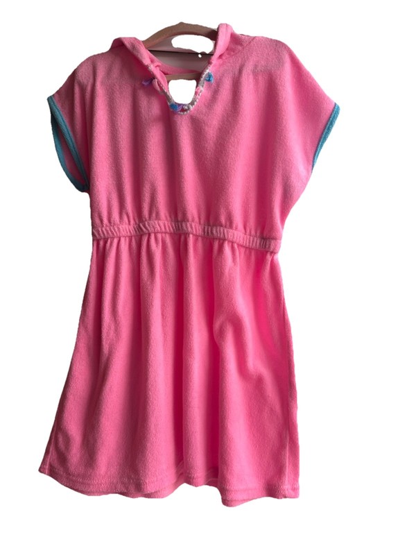 Betsy Johnson Girls Pink Solid Hooded Swim Cover Up, Size 6X