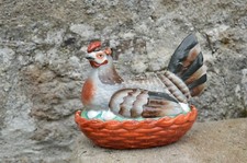 Rare Poule Porcelaine Staffordshire Epoque Fin XIXe Siècle Longueur: 23cm.