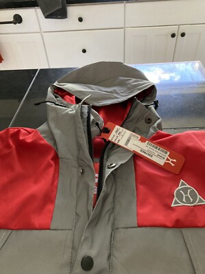 MENS HUDSON EXPODITION WINTER PARKA HOODED JACKET COAT GRAY/RED L LARGE NWT $278