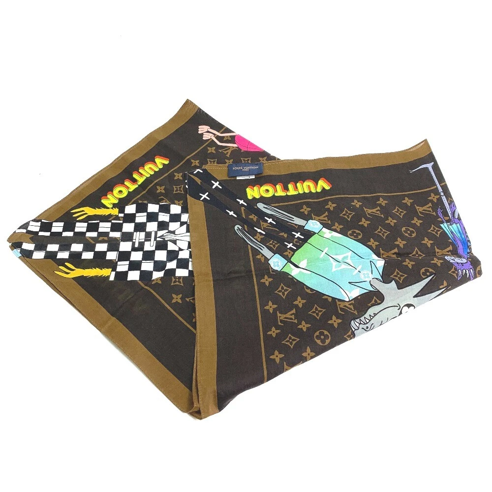 Louis Vuitton Brown Monogram Chain Link Printed Cotton Bandana at