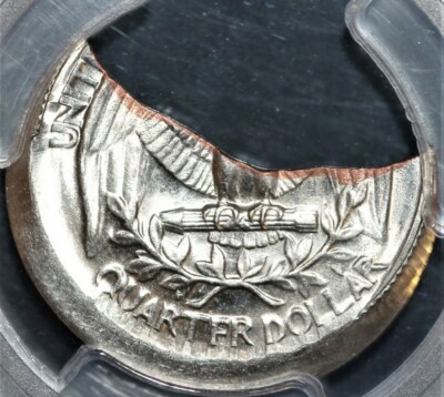 MINT ERROR No Date Washington Quarter 47% Curved Clip PCGS
