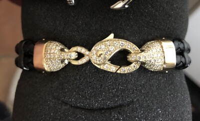 Armband mit Gold Karabiner  12g 585 GG massive Anstöße mit 232 Brillanten 2,54ct