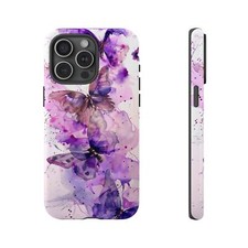 Phone Cover for Galaxy, Pixel, iPhone Case - Purple Butterfly Watercolor