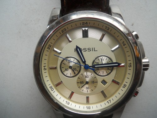 Fossil mens chronograph brown leather 