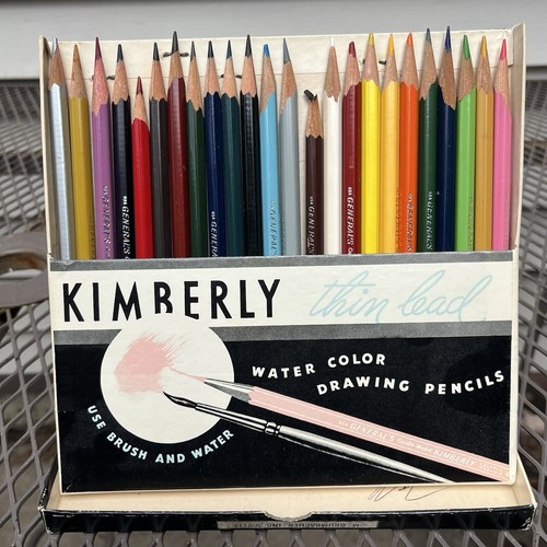 Vintage Kimberly Water Color Drawing Pencils 24 Count in Box Display