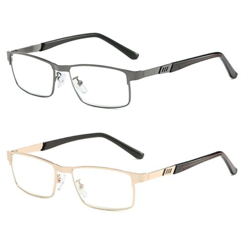 Mens Business Metal Reading Glasses Blue Light Blocking Computer Readers +1~4.00