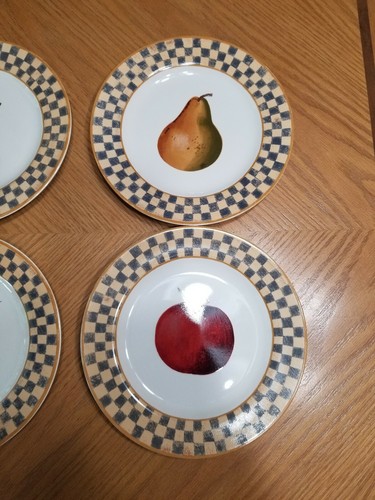 Block Country Orchard Fruit Checkers Salad Plates 8" GUC - Picture 3 of 4