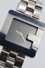 GUCCI G-Bezel QZ 3600J Watch Black Dial Stainless Steel Square Japan