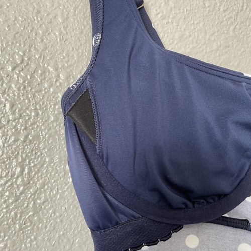 Lands End Sz 6 Navy Blue Polka Dots Underwire Padded Squareneck Tankini Top - Picture 8 of 11