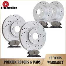 Front Rear Brake Rotors Pads Kit for Hyundai Sonata Kia Optima Drilled Slotted