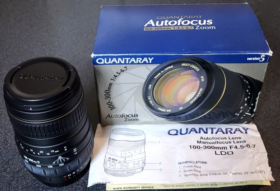 QUANTARAY 100-300mm 1:4.5-6.7 ZOOM LDO for Nikon AF Manual & Box Included - Image 4 of 4