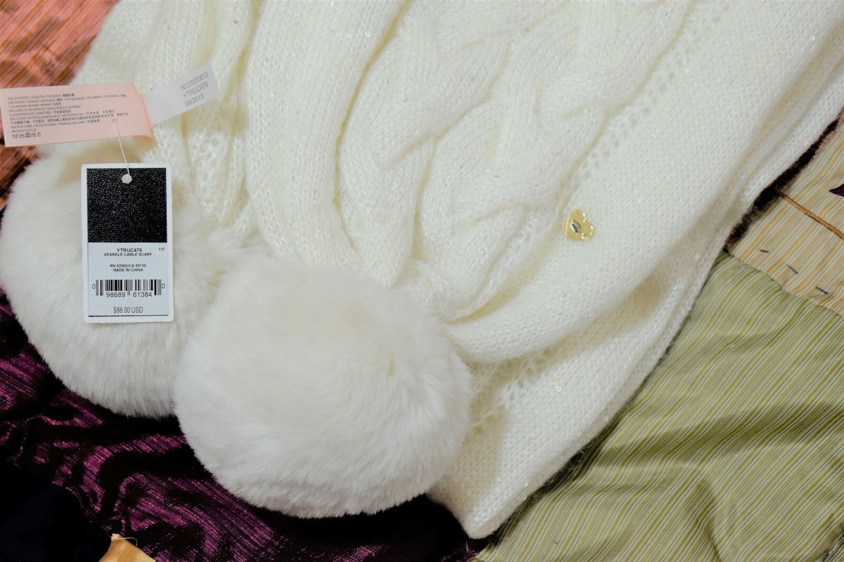 【n】 💖NWT Juicy Couture Sparkly Heavy Warm Cable Scarf MSRP $88 | eBay
