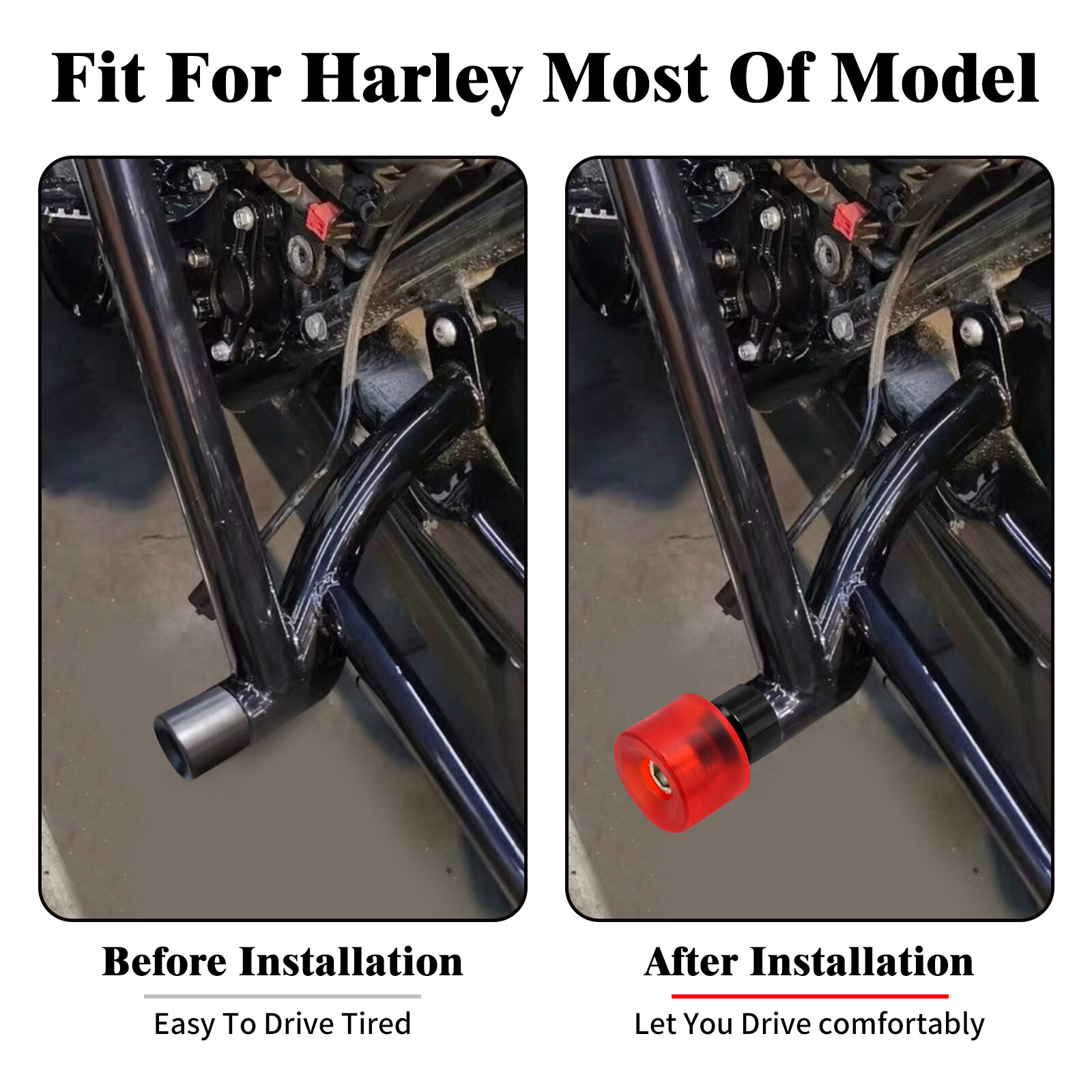 F&R Crash Bar Guard M12 Red Bars Screw End Cap Bolt Ball Fit For Harley Touring