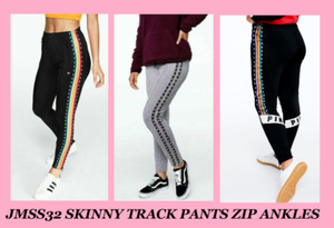 black skinny track pants