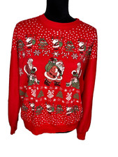 Vintage 90s Nutcracker brand Christmas Santa Noel pullover Sweater puffy paint