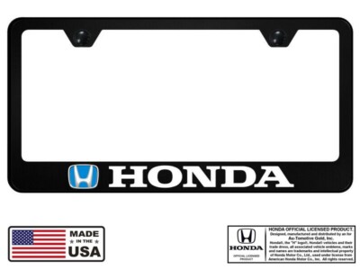 Honda Blue Logo Black Unbreakable Polycarbonate License Plate Frame - Licensed