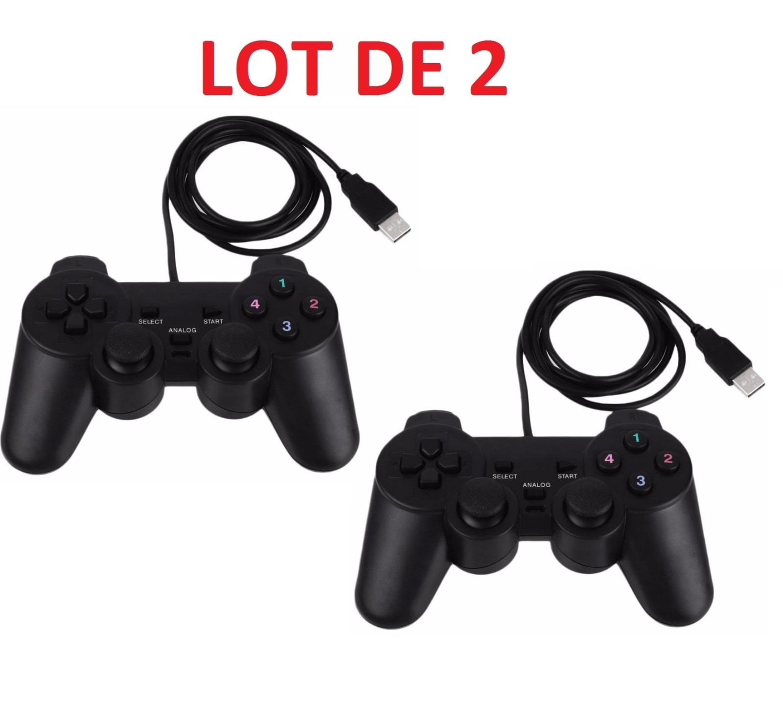 Manette analogique PC avec double moteur Shock et sticks rotatifs de précision