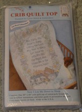 NEW  JACK DEMPSEY NEEDLE ART  CRIB QUILT TOP   NOW I LAY ME DOWN TO SLEEP