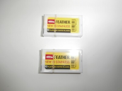 FEATHER FH-10 Rasierklingen 20 pc Yellow Double Edge DE BLADES Made in JAPAN!