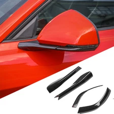 Car Rearview Mirror Base Cover Trim Strips for Ford Mustang 2015-18 Carbon Fiber
