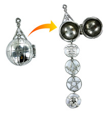 Rare Masonic Foldable Ladder Orb Pendant - Solid Silver 925 Hallmarked