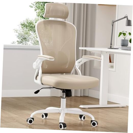 Ergonomic Office Chair, Home Office Desk Chair with Khaki With Headrest-image